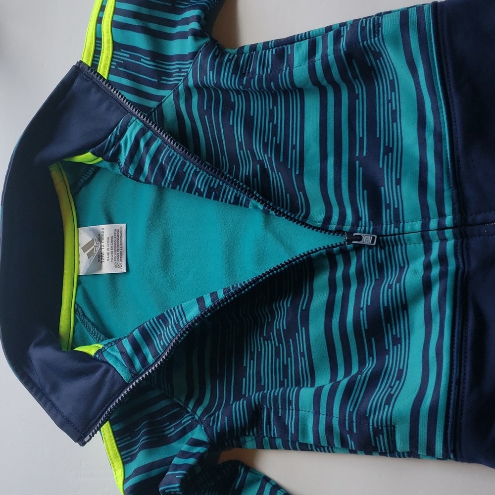 Adidas Baby Boy's Front Zip Teal and Blue Jacket Size 12M - Picture 3 of 6